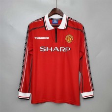 Manchester United 98/99 Home Red Long Sleeve Soccer Jersey